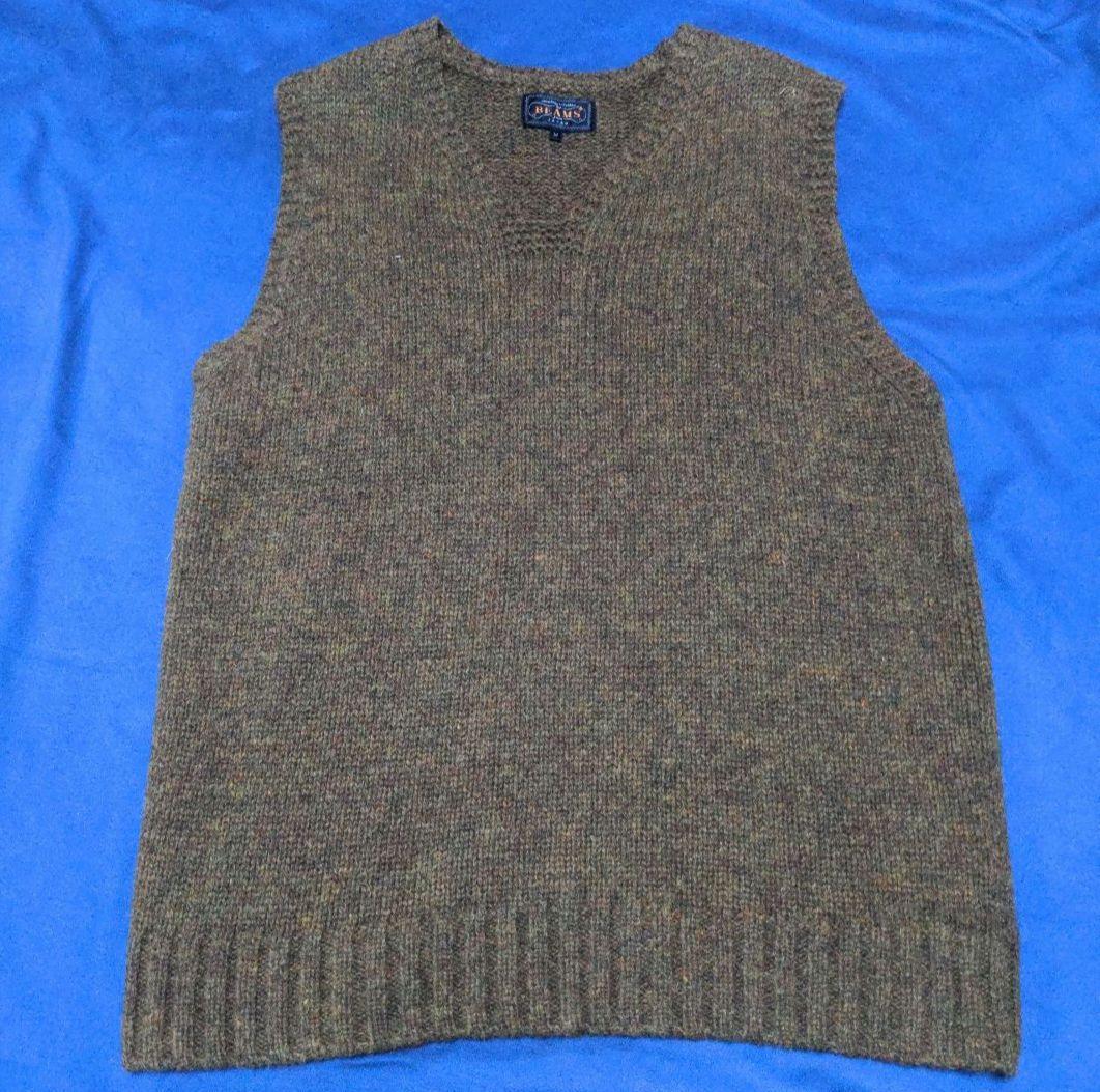 【美品】BEAMS PLUS ミリタリー ニットベスト サイズM ウール100％