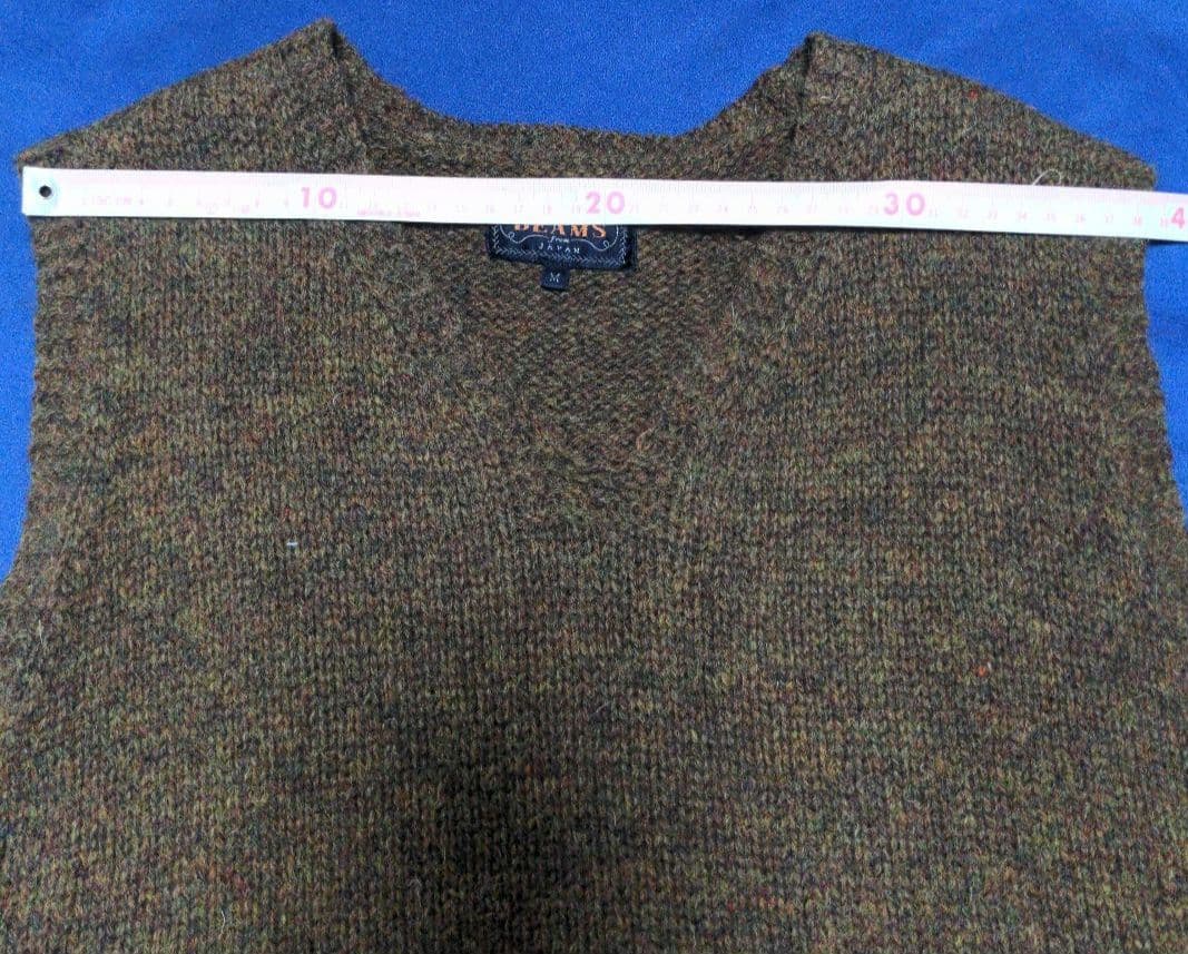 【美品】BEAMS PLUS ミリタリー ニットベスト サイズM ウール100％