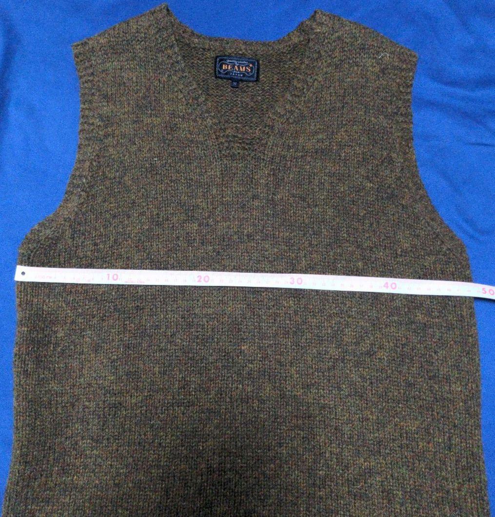 【美品】BEAMS PLUS ミリタリー ニットベスト サイズM ウール100％