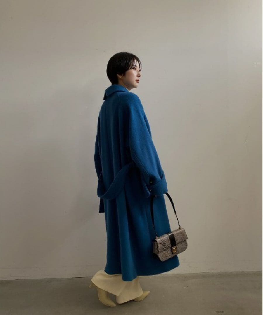 SOFT WOOL BAL COLLAR COAT ブルー　 Sサイズ