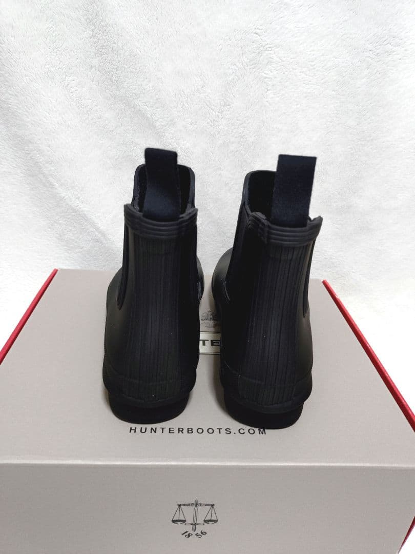 【K】　HUNTER ブラック サイドゴアショートブーツ24cm