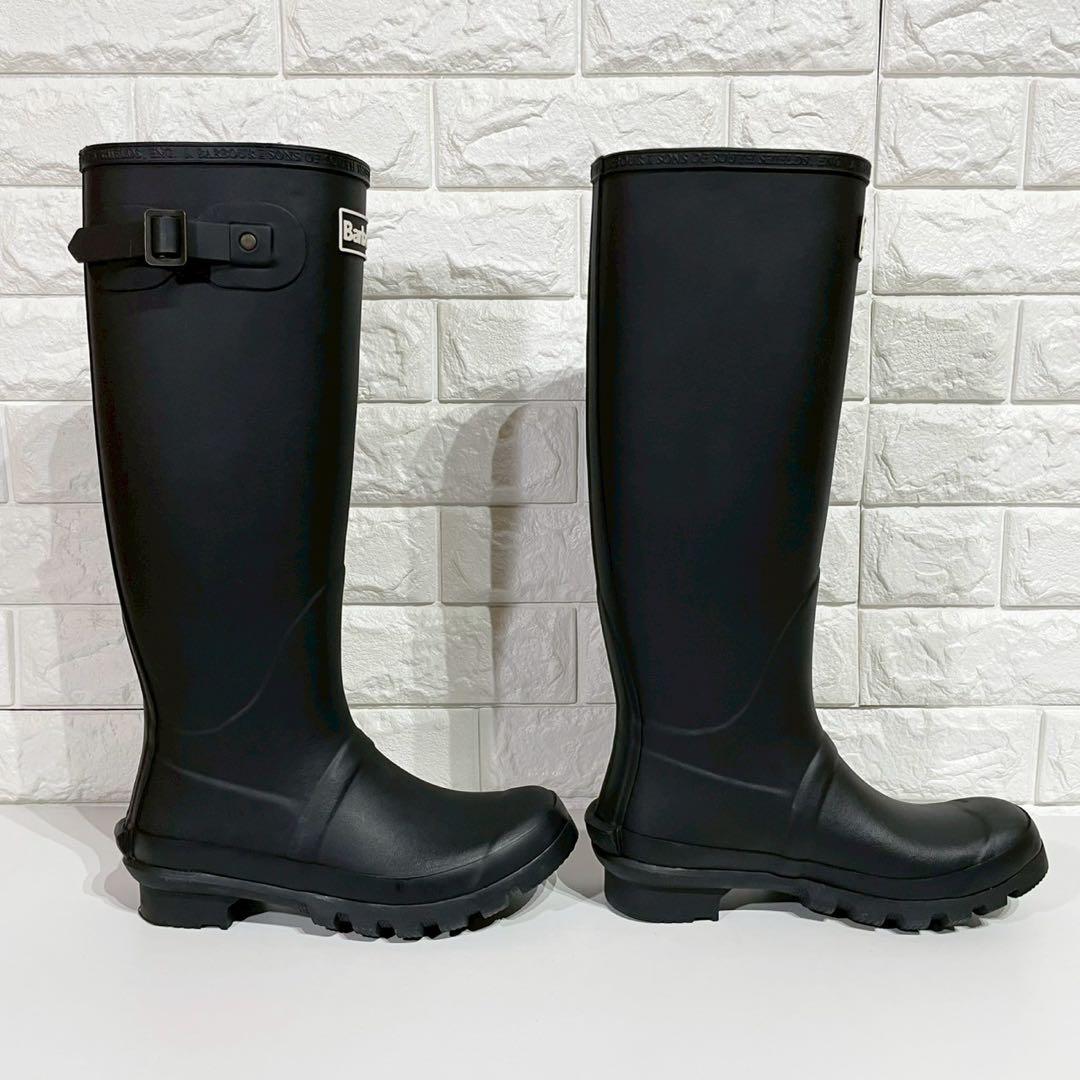【美品】バブアー Bede ロング レイン ブーツ 長靴 チェック 黒 UK4