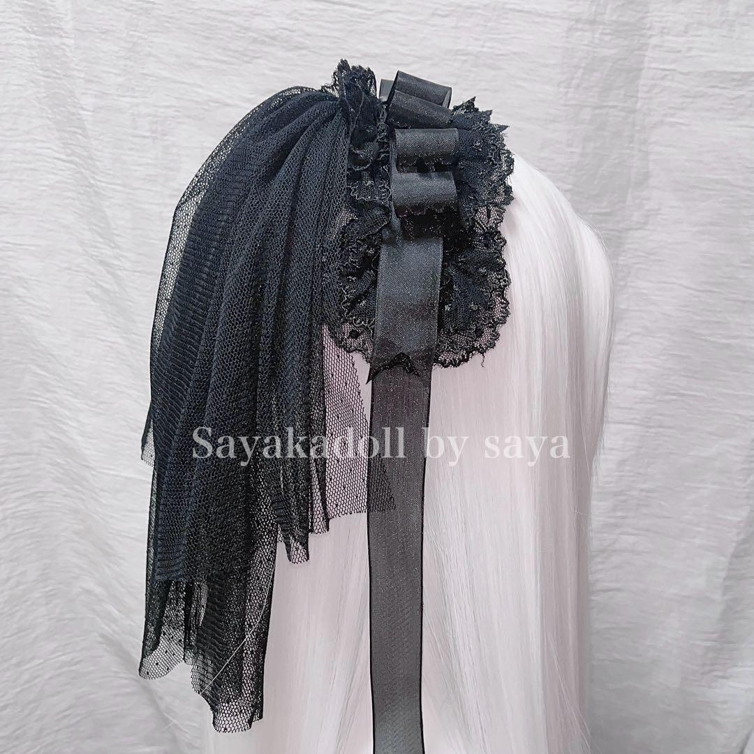 ♡ Princess tulle ribbon フリルヘッドドレス black♡
