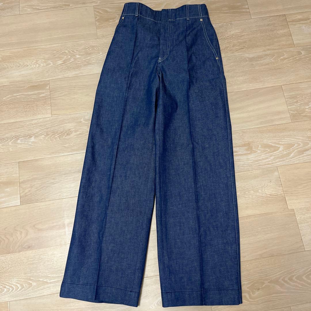 【エブール】リアクティブデニム ワイドストレートパンツ　36
