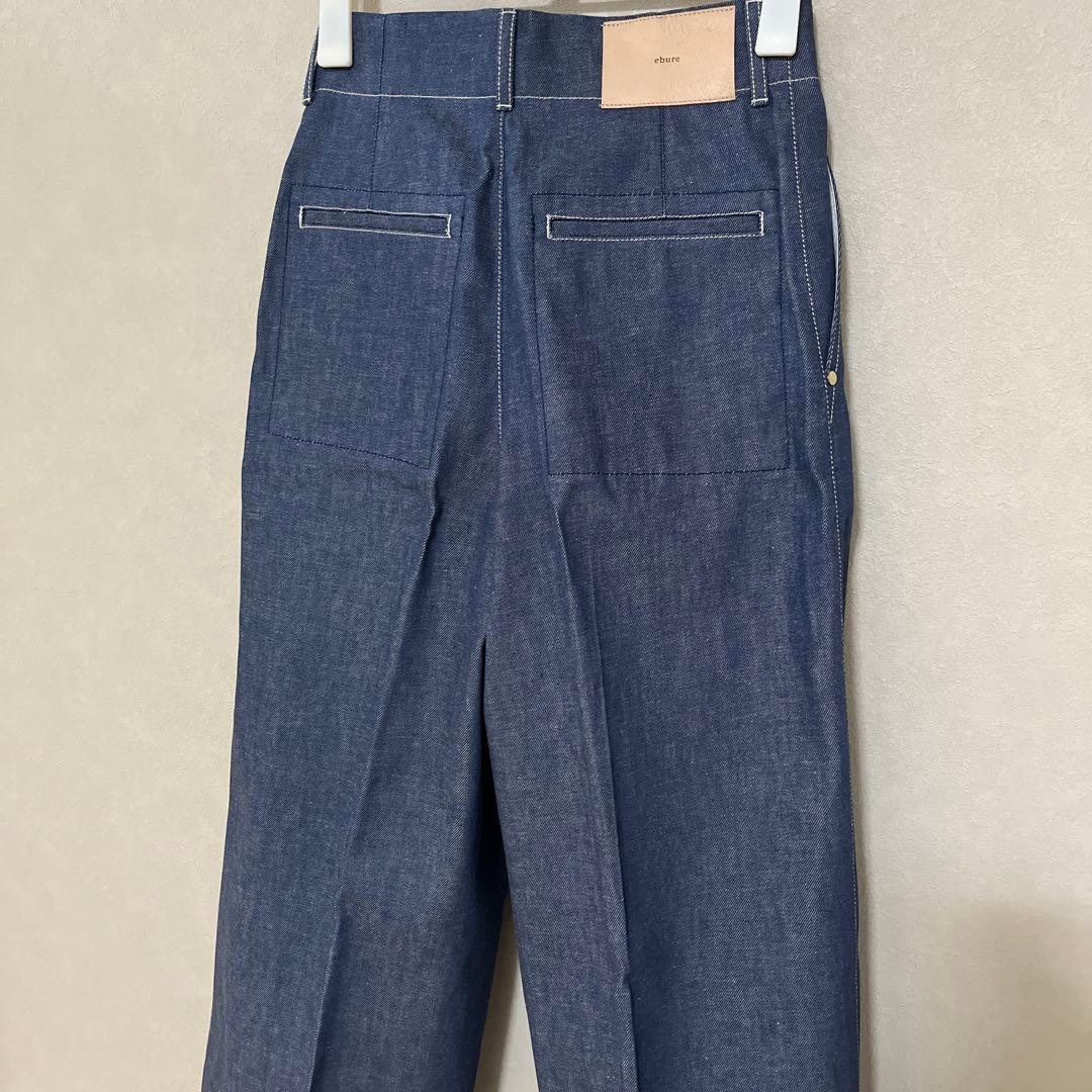 【エブール】リアクティブデニム ワイドストレートパンツ　36