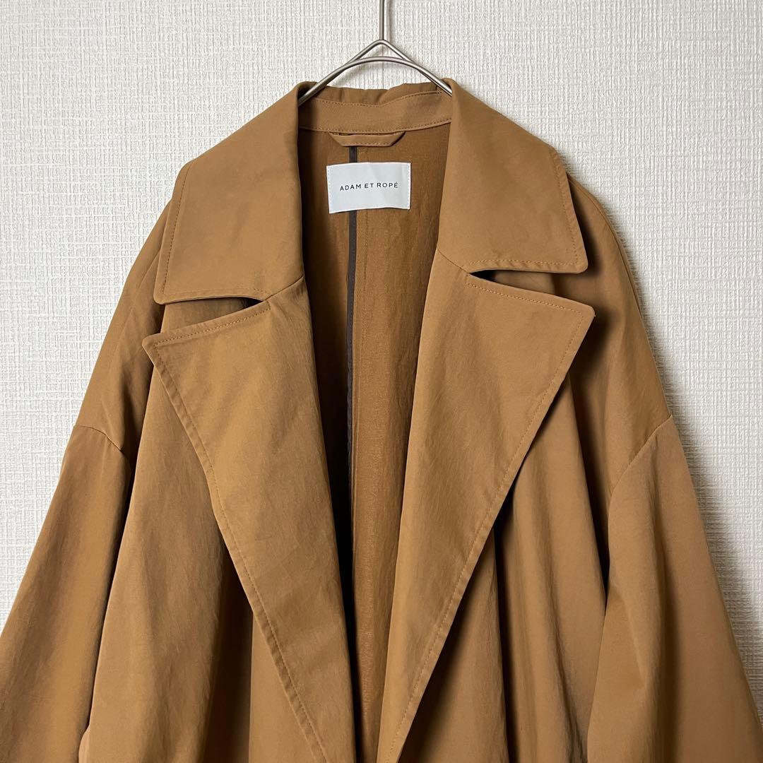 ADAM ET ROPE オーバートレンチコート キャメルベージュ ベルト付き