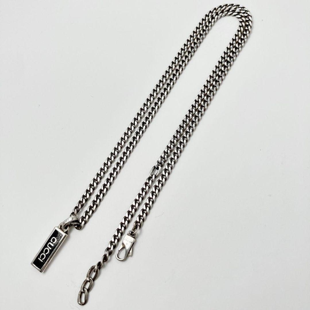 グッチ GUCCI 925 エナメル ロゴ ネックレス シルバー 1209