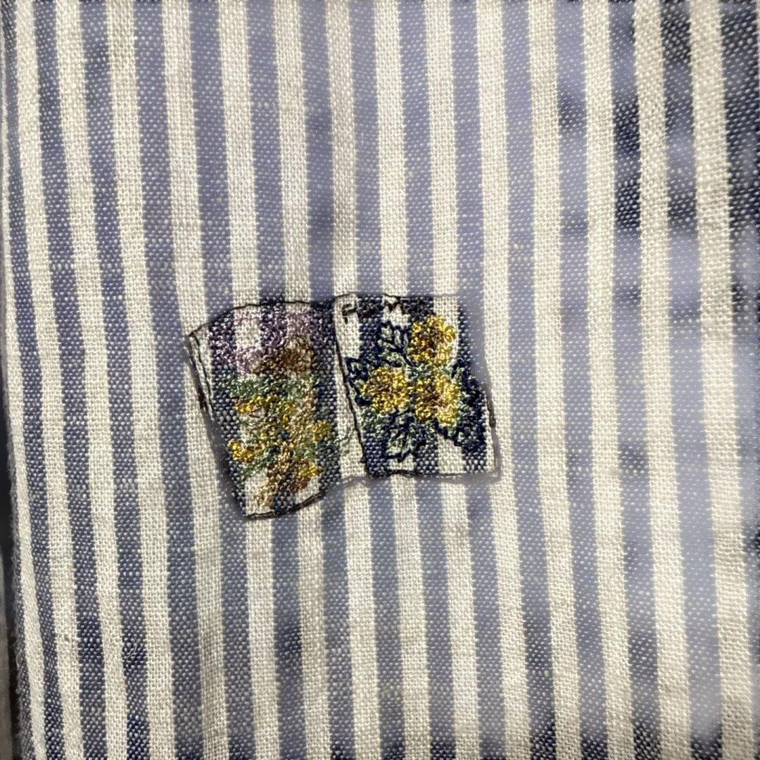 【美品】マドモアゼルノンノン　nonno刺繍スカート　ネイビーストライプ