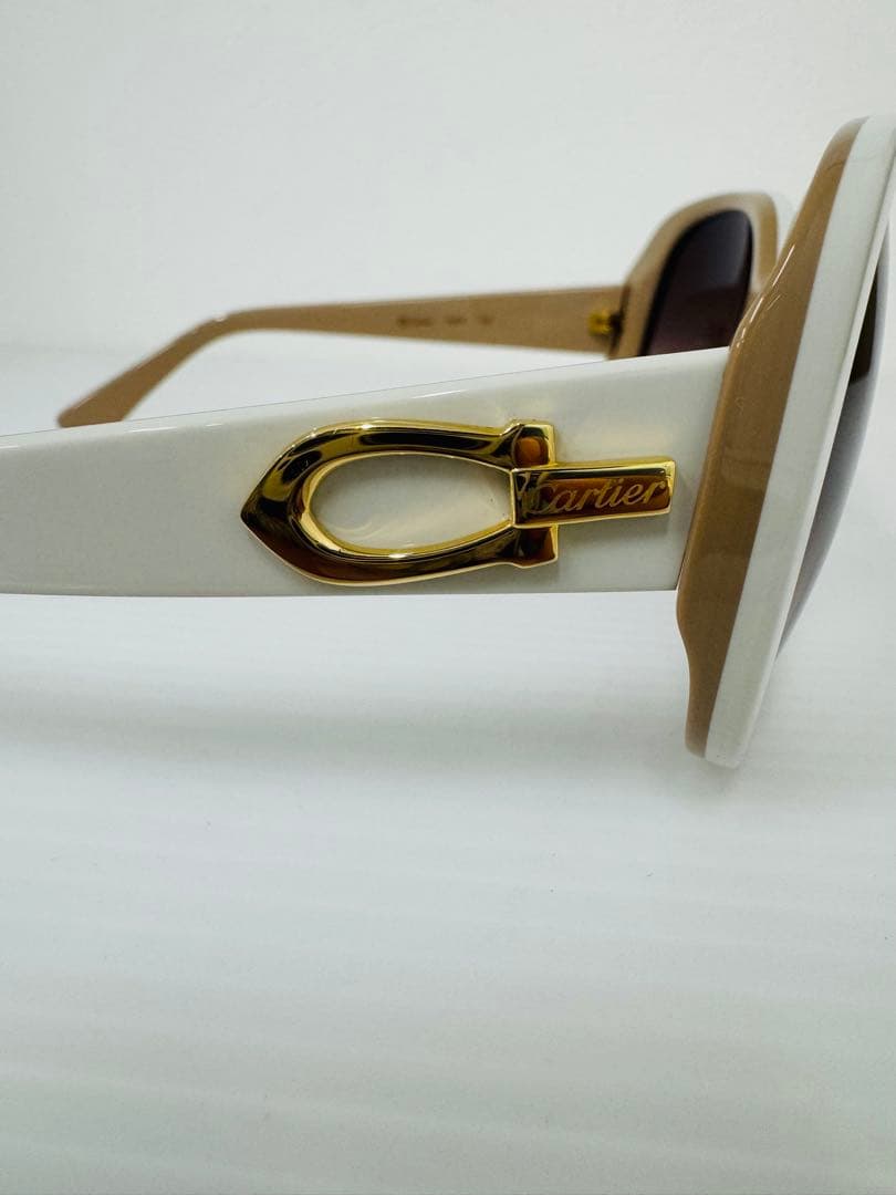 【美品・希少】Cartier カルティエ サングラス ホワイト×ゴールド　度なし