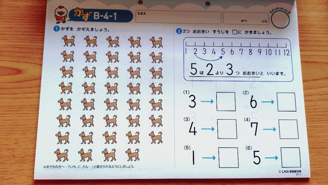 七田式プリントB 4〜10 ちえ・もじ・かず／未記入／付属品あり／幼児教材