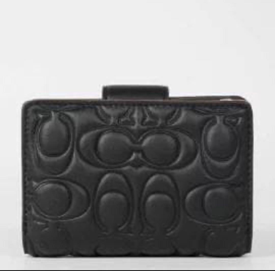 COACHコーチシグネチャーレザーミディアム二つ折り財布