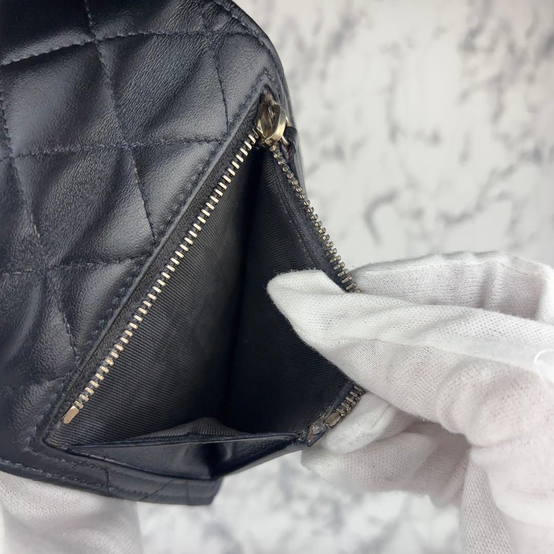 135 CHANEL マトラッセ　ラムスキン　三つ折り財布