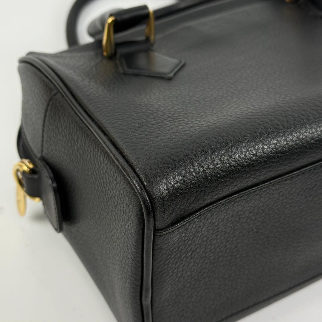 【美品】バーバリー 内側ノバチェック レザー ミニボストンバッグ ホースロゴ 黒