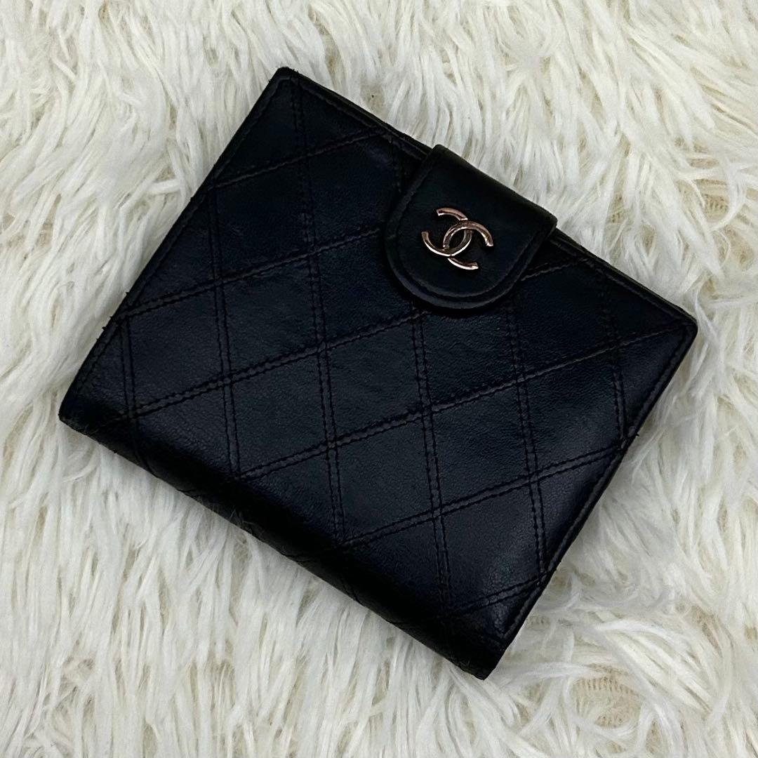 CHANEL シャネル ココマーク ビコローレ 二つ折り財布 ブラック