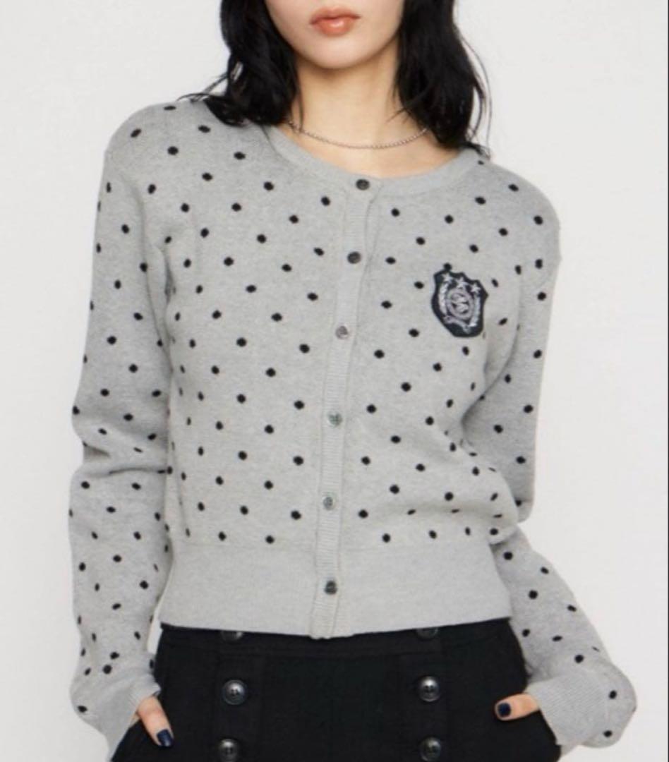 LAGUA GEM WAPPEN DOT CROPPED カーディガン ドット