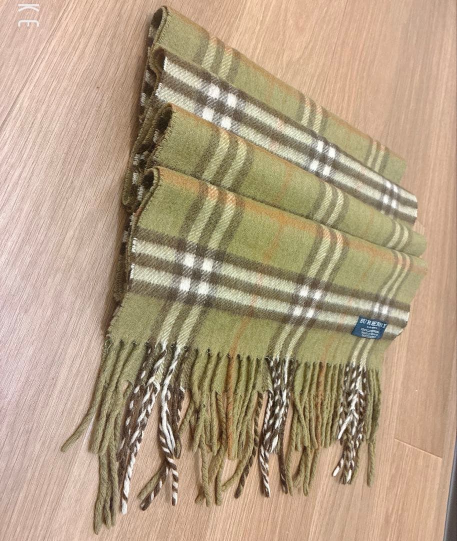 希少カラー【美品】BURBERRY LONDON マフラーオリーブ グリーン