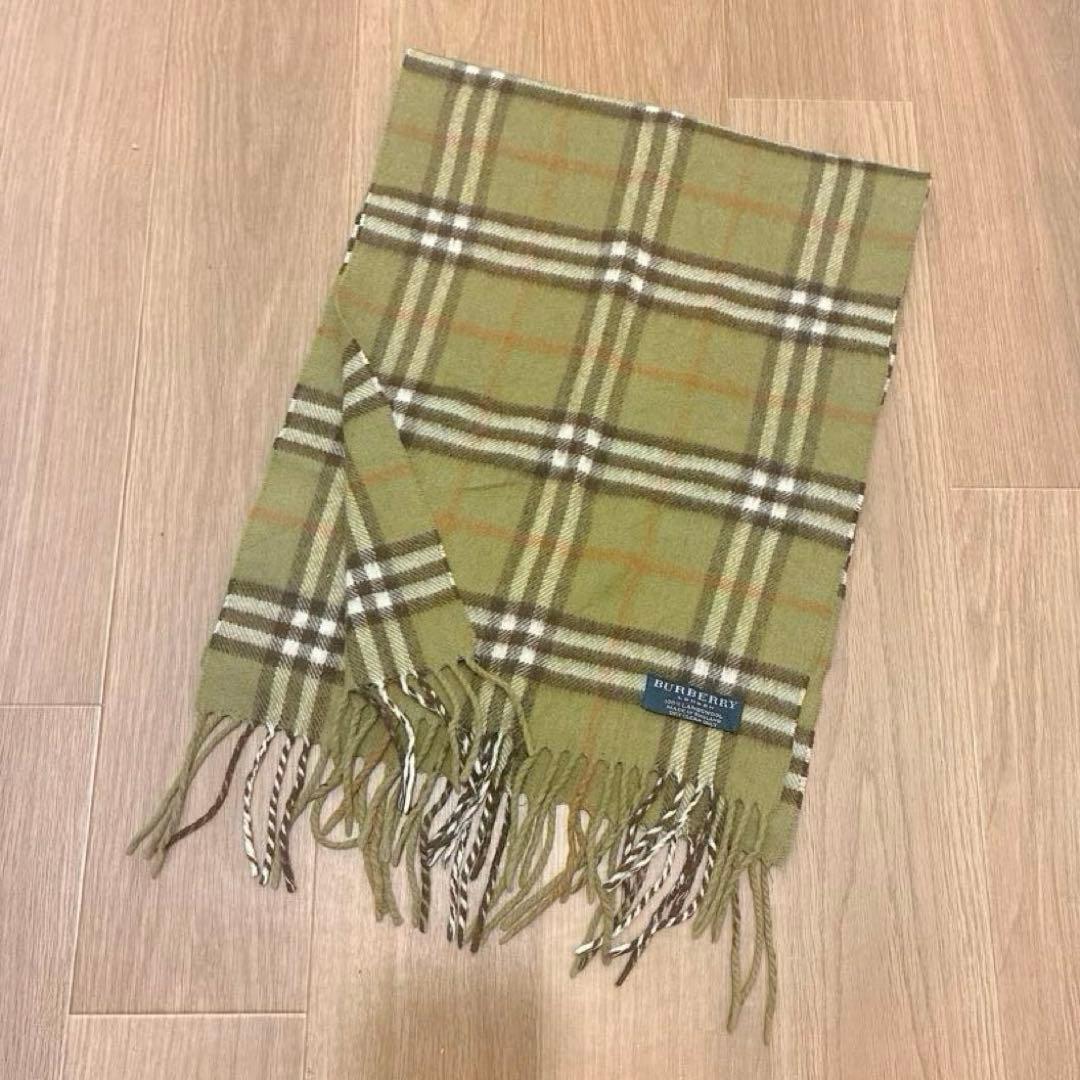 希少カラー【美品】BURBERRY LONDON マフラーオリーブ グリーン