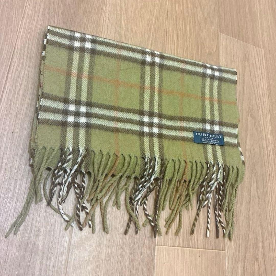 希少カラー【美品】BURBERRY LONDON マフラーオリーブ グリーン