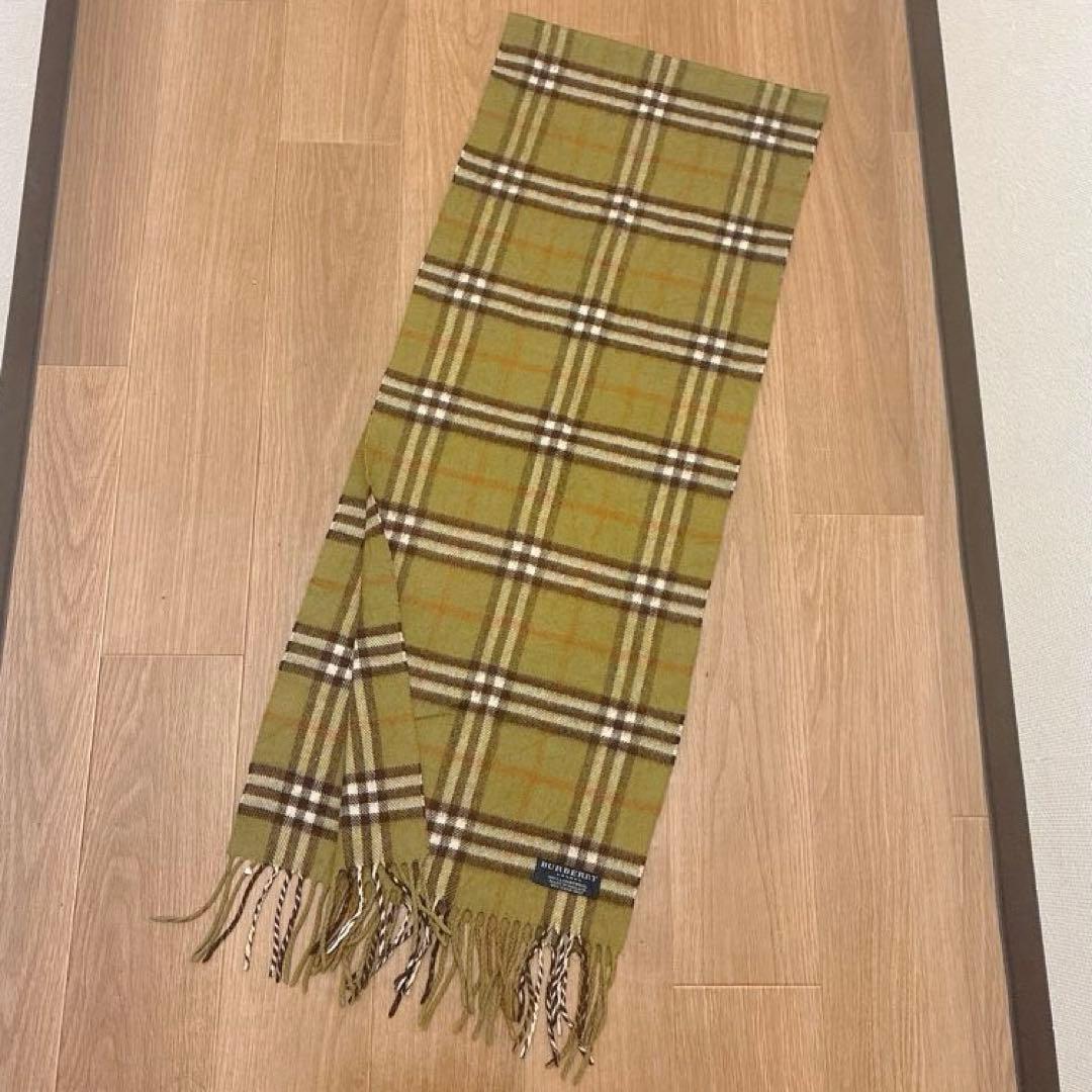 希少カラー【美品】BURBERRY LONDON マフラーオリーブ グリーン
