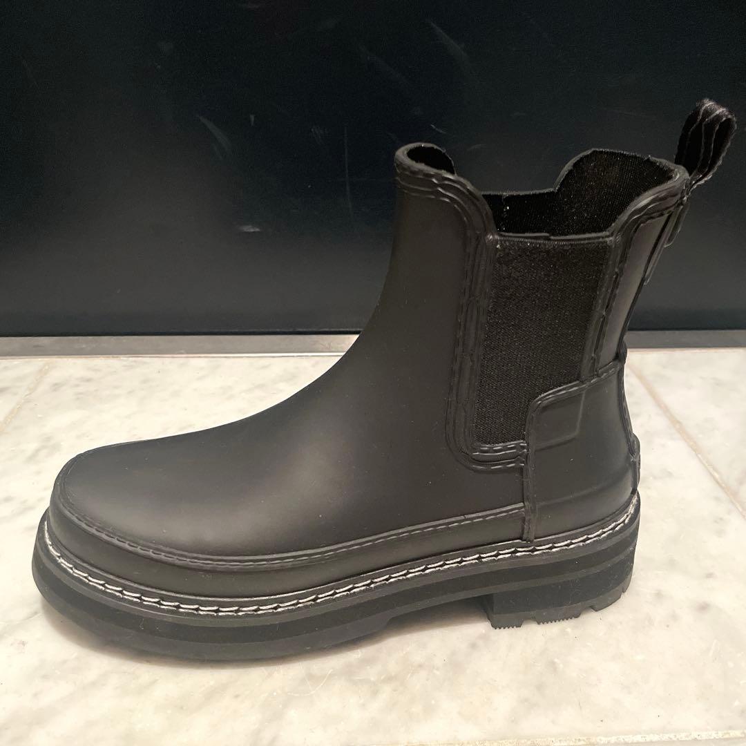 HUNTER レインブーツ ステッチチェルシーブーツ サイドゴア 23cm