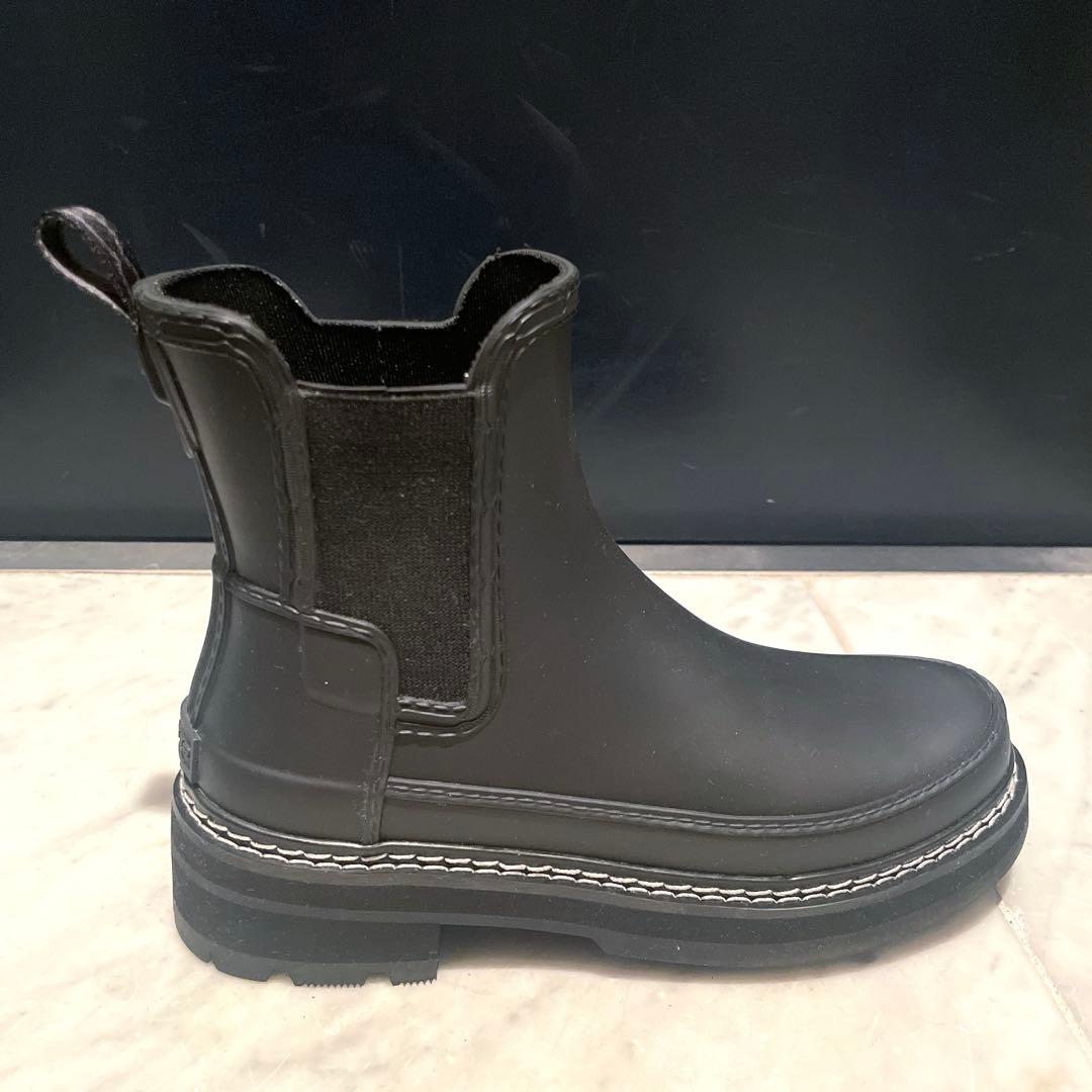 HUNTER レインブーツ ステッチチェルシーブーツ サイドゴア 23cm