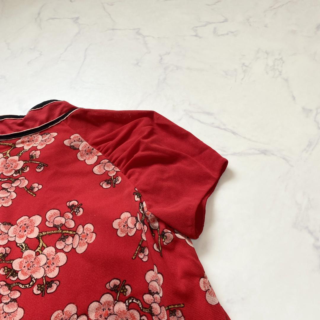美品✨ヴィヴィアンタム 梅 花柄 パワーネット チャイナ ワンピース 0