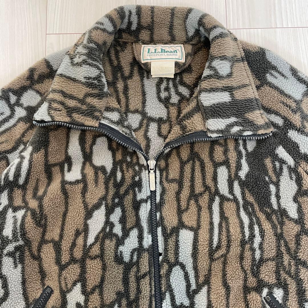 80s L.L.Bean USA製 トレバークカモフリースジャケット ラグラン