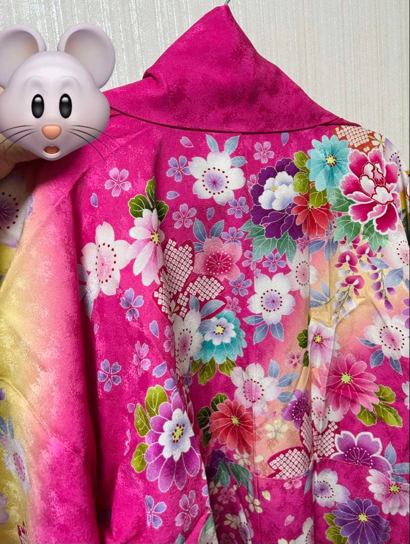 花柄ピンク振袖