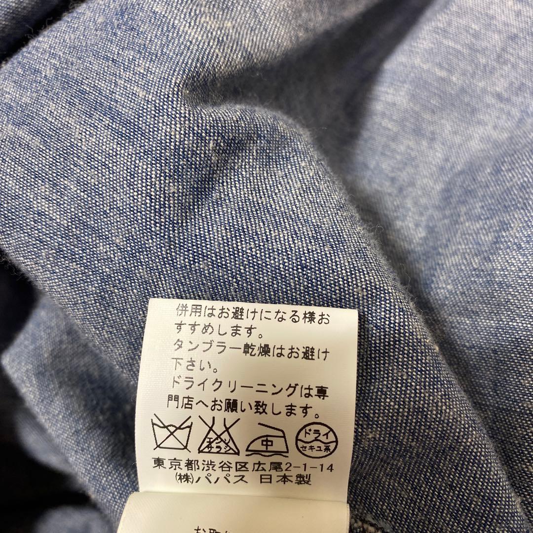 マドモアゼルノンノン フェザー刺繍 ハーフボタン デニムシャツワンピース