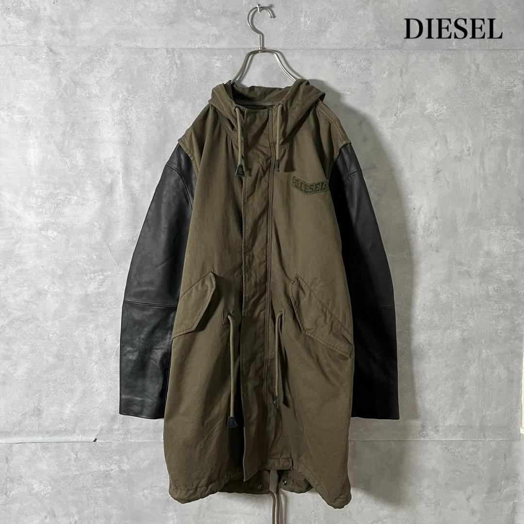 DIESEL タグ付 インド製 袖レザー m-51型 モッズコート N188