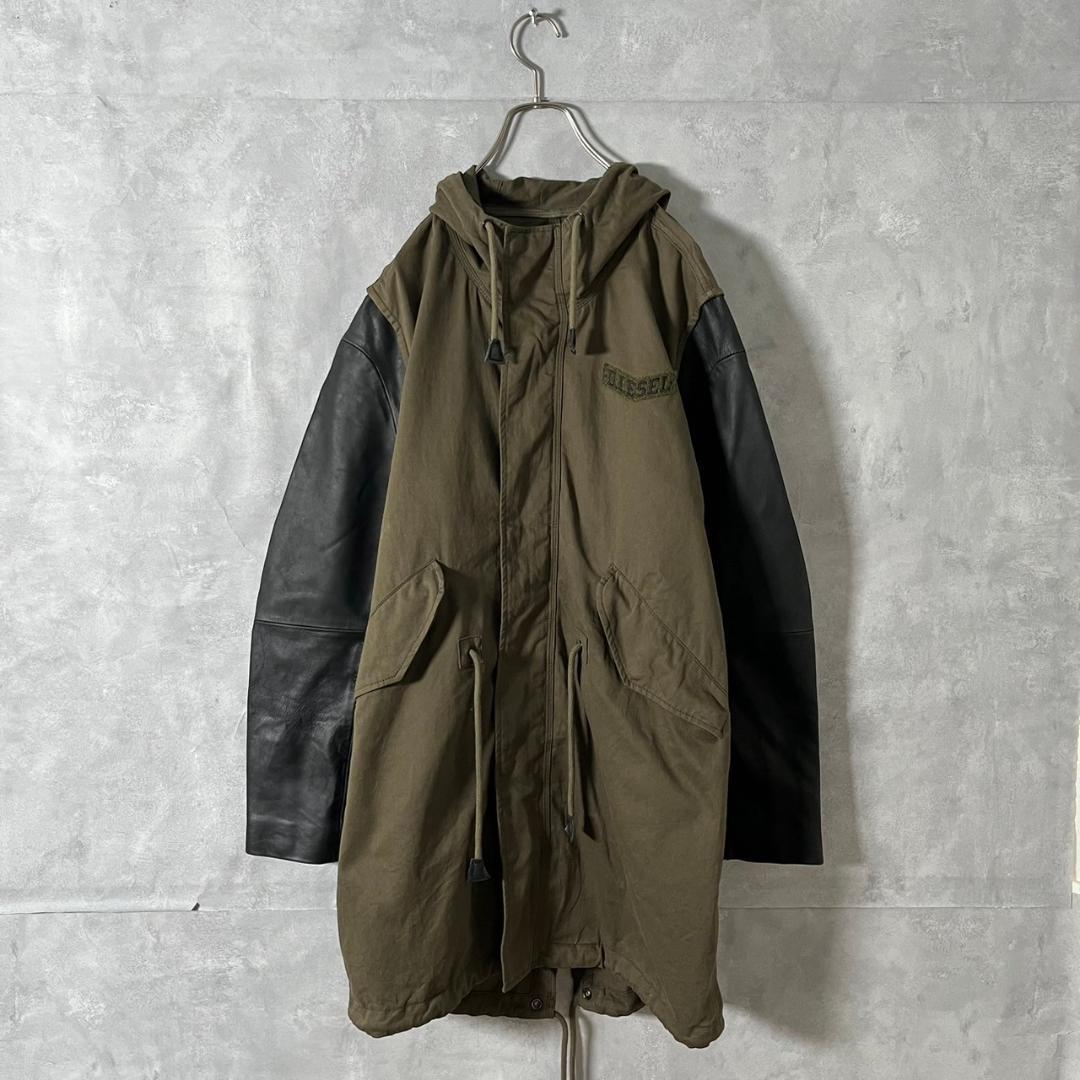 DIESEL タグ付 インド製 袖レザー m-51型 モッズコート N188