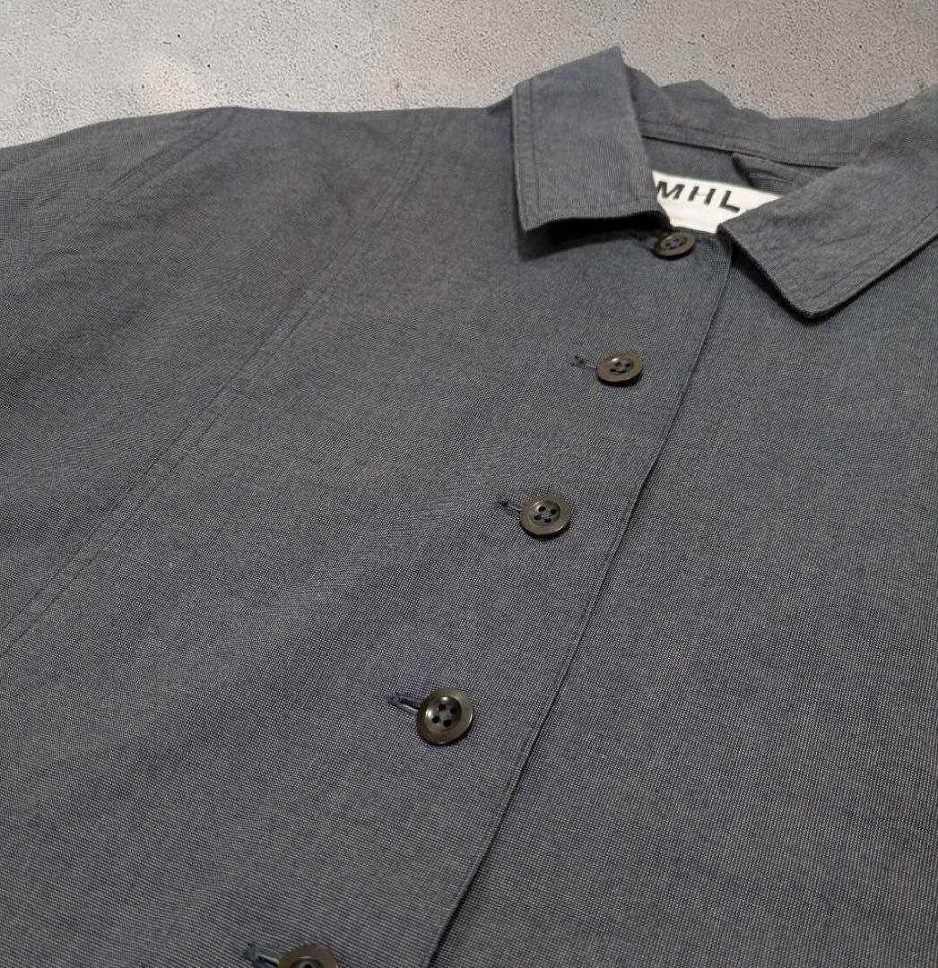 【美品】 MHL. COTTON END ON END ハーフボタン ミモレ丈