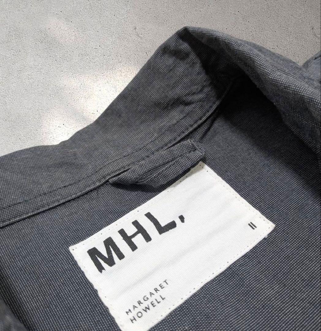 【美品】 MHL. COTTON END ON END ハーフボタン ミモレ丈