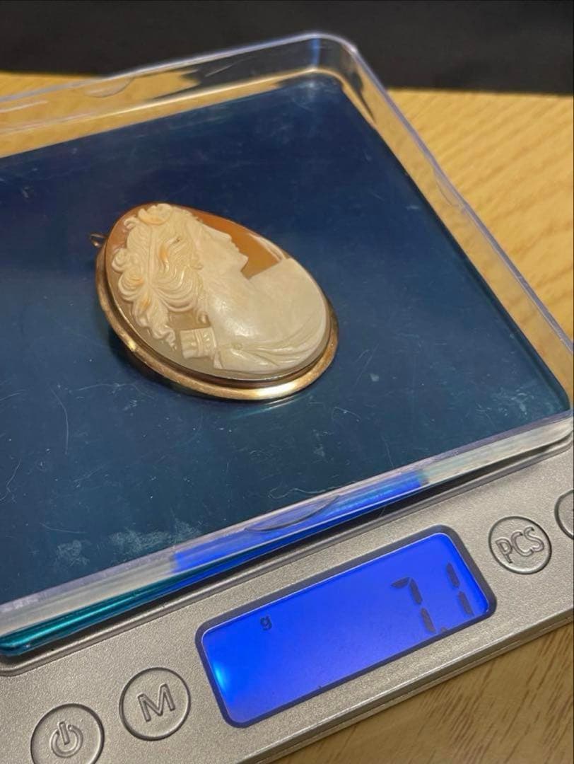 連休セール❗️フランス　アンティーク　10金枠？アルテミス　ブローチ兼トップ　現状