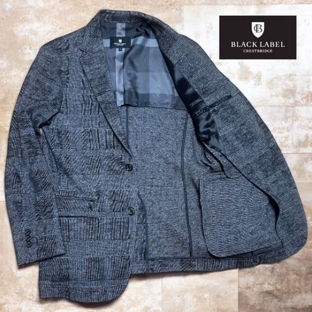 【美品】BLACK LABEL ウール混 グレンチェック織 テーラードジャケット