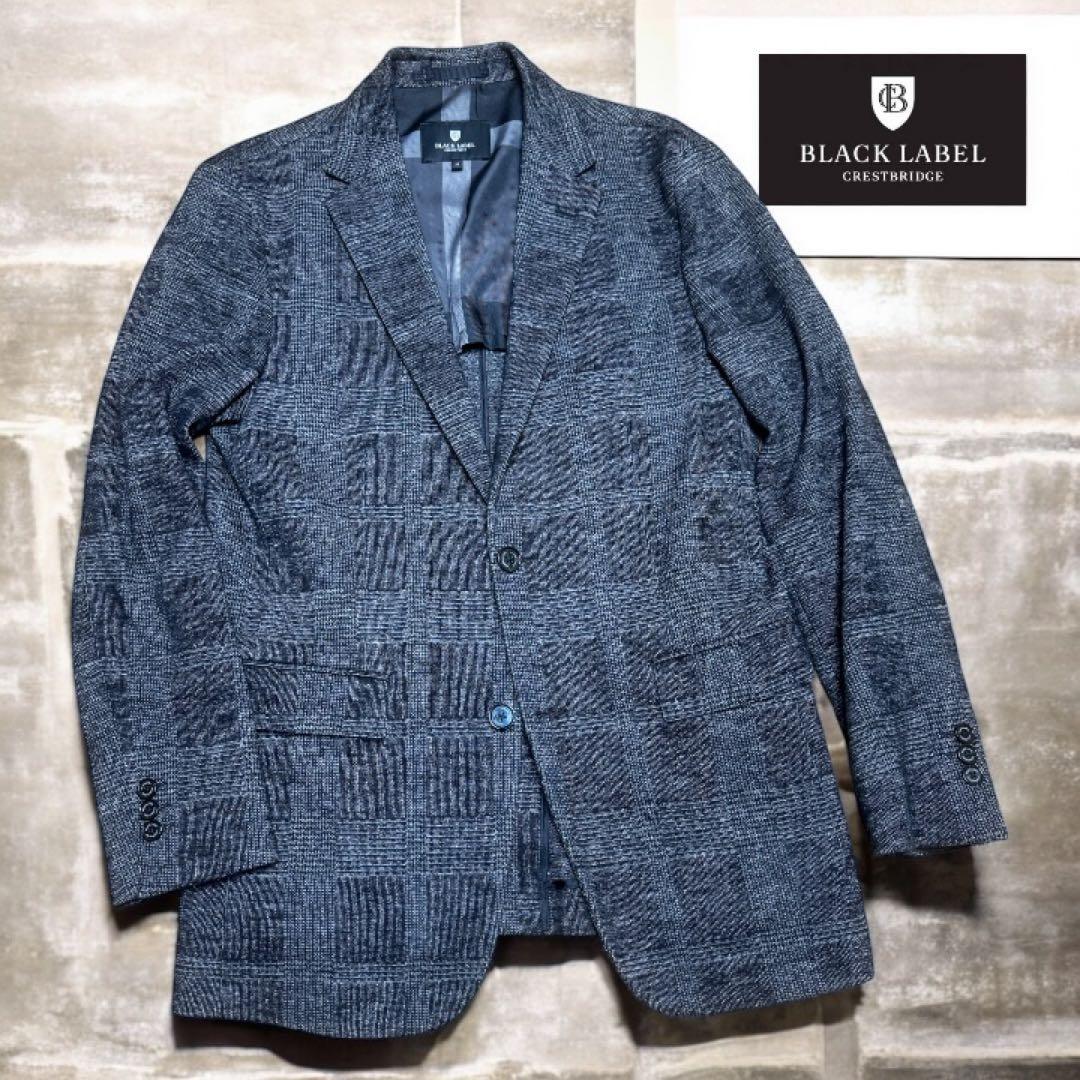 【美品】BLACK LABEL ウール混 グレンチェック織 テーラードジャケット
