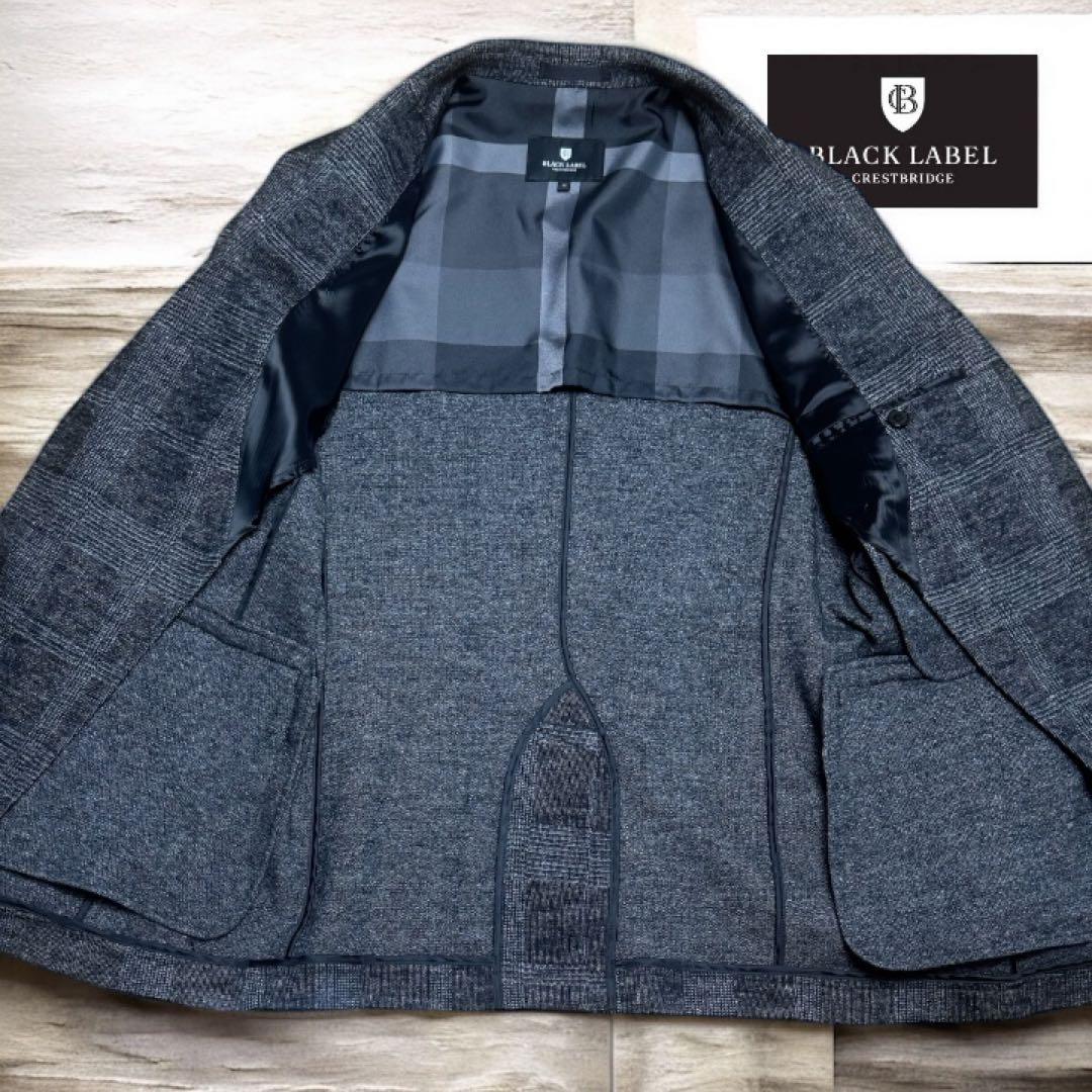 【美品】BLACK LABEL ウール混 グレンチェック織 テーラードジャケット