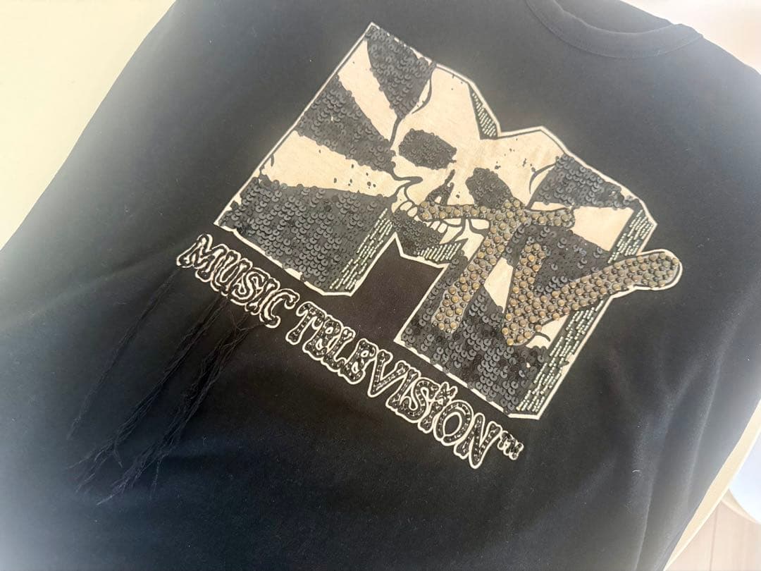 【希少】Roen × MTV コラボ Tシャツ 44 スパンコール スタッズ