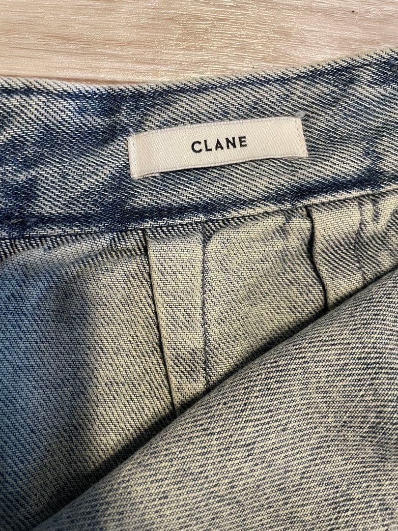 CLANE サークルカットデニムスカート BLUE