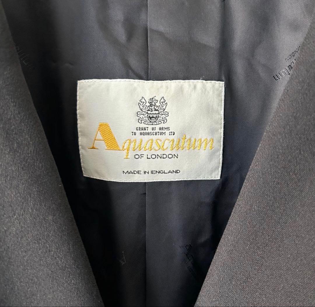 Aquascutum ダブル テーラードジャケット 紺ブレ 金ボタン