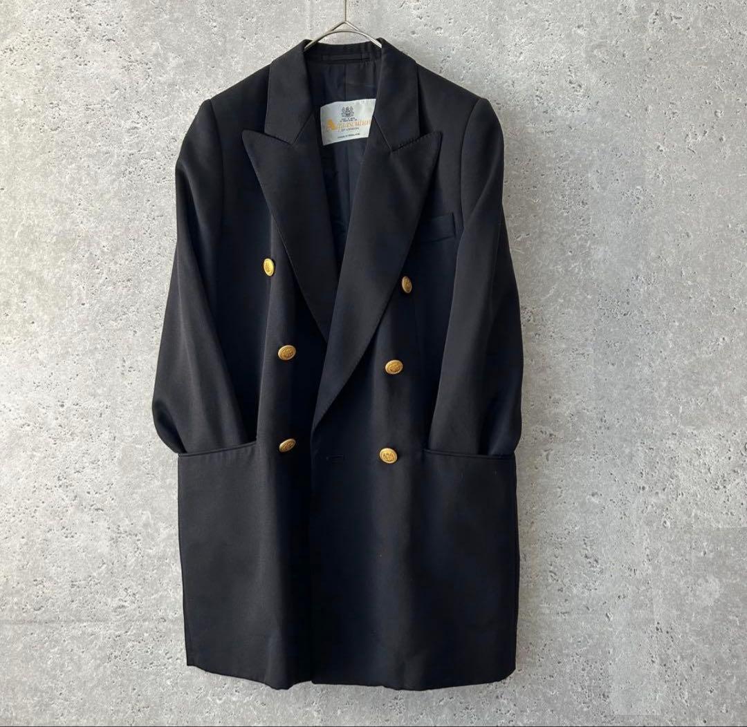 Aquascutum ダブル テーラードジャケット 紺ブレ 金ボタン