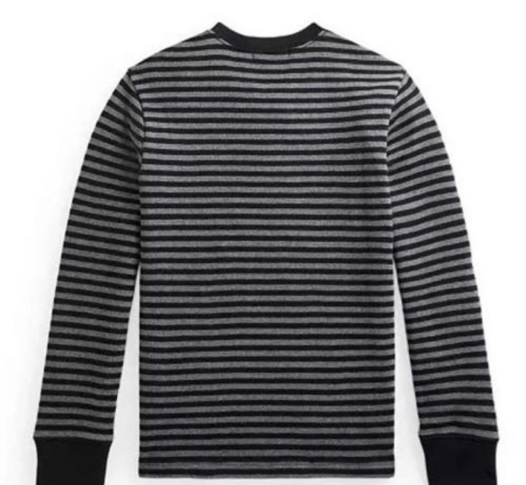 ラルフローレン 170cm ストライプドワッフルコットン長袖Tシャツ 新品未使用
