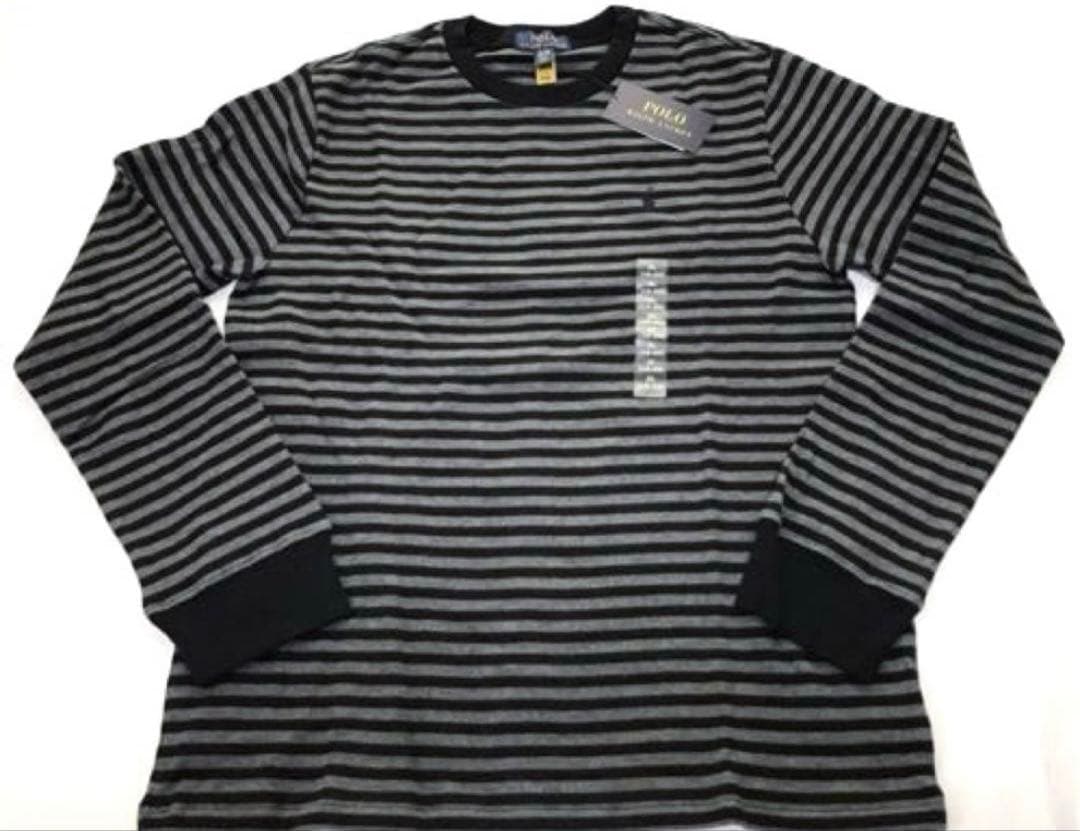 ラルフローレン 170cm ストライプドワッフルコットン長袖Tシャツ 新品未使用