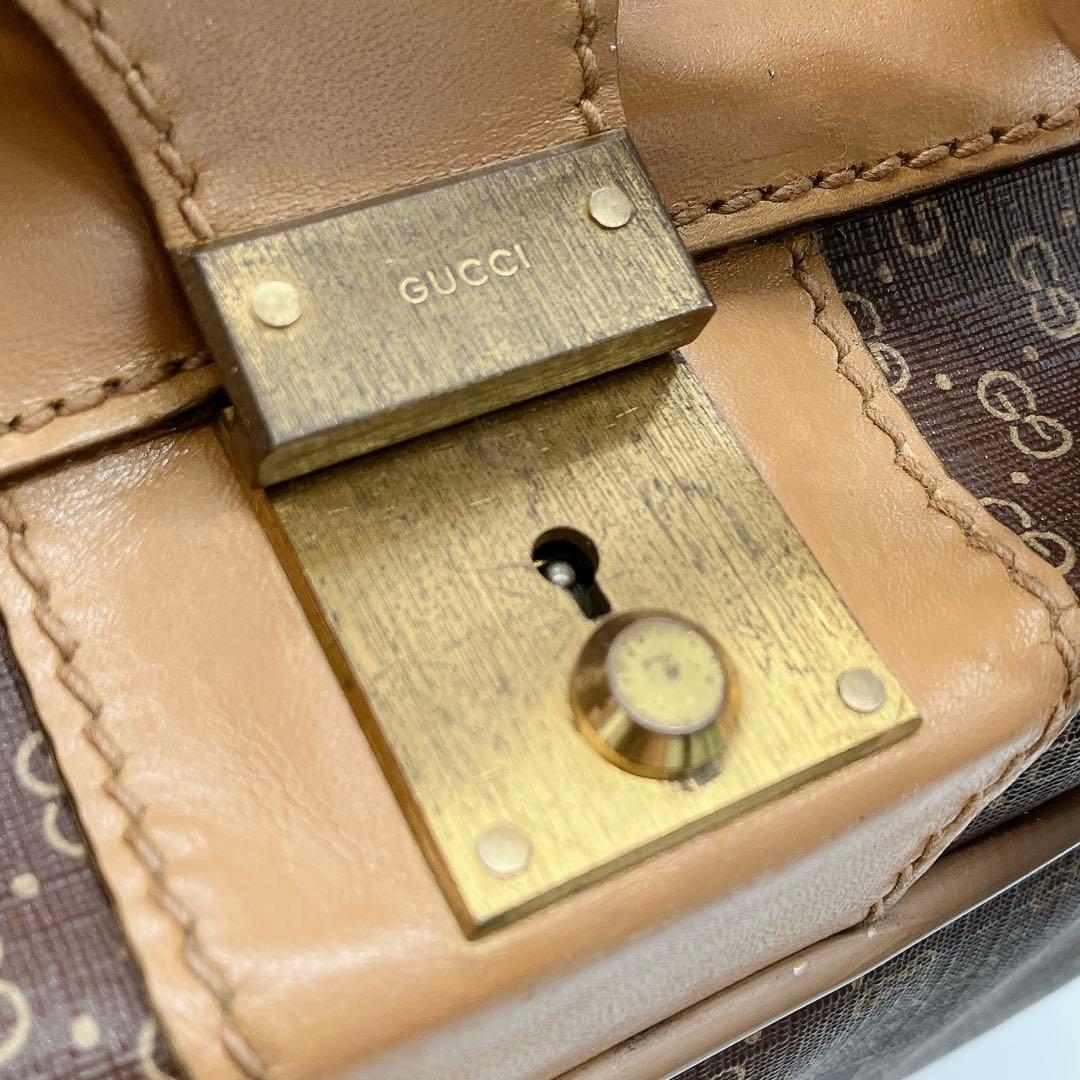 【GUCCI】トランクケース　旅行鞄　マイクロGG柄　PVC ダークブラウン