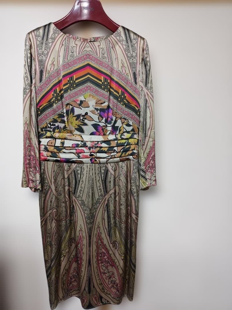 ETRO　シルク　ひざ丈ワンピース7分袖