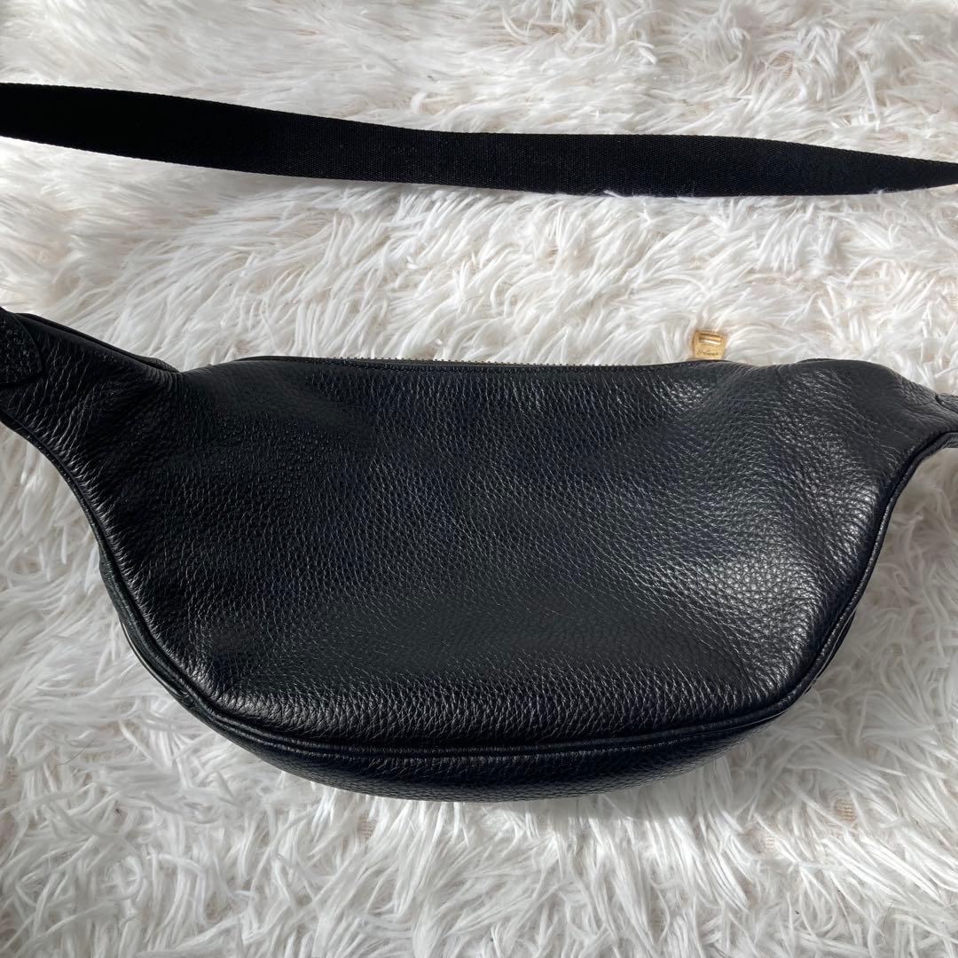 極美品　コーチ　ウェストポーチ　2way 黒　レザー　ダブルファスナー