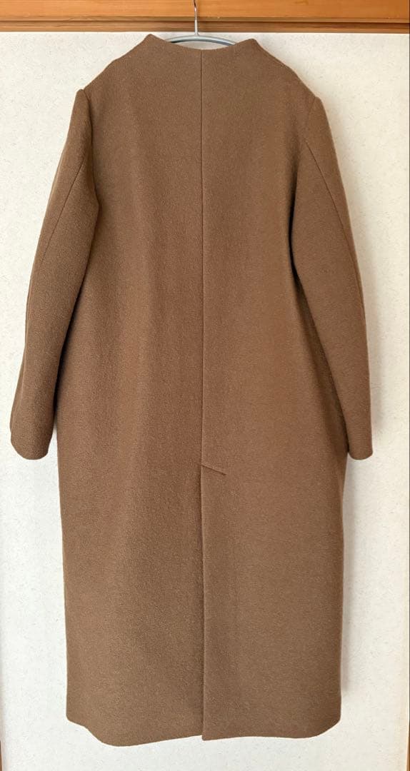 美品MANOF COLLARLESS LONG COAT マノフ完売品キャメルS