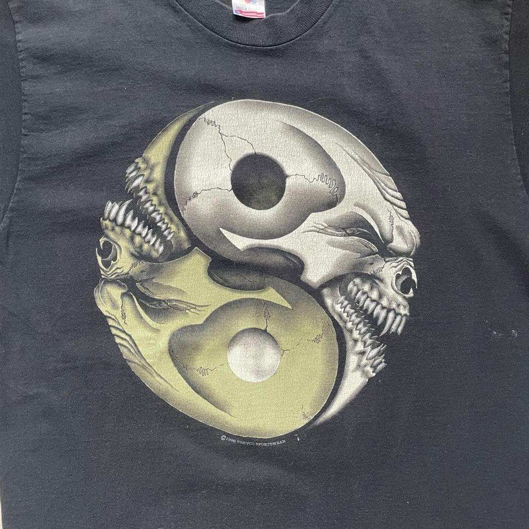 90s ヴィンテージ　陰陽　ドクロ　スカル　アートTシャツ