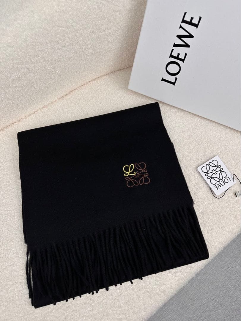 ♡LOEWE マフラー 30×180cm ブラック カシミヤ♡