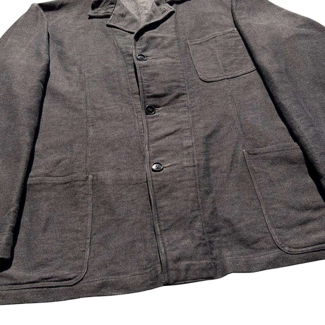 60s ヴィンテージ フレンチ ピケ ワークジャケット ユーロ 古着 XL 灰